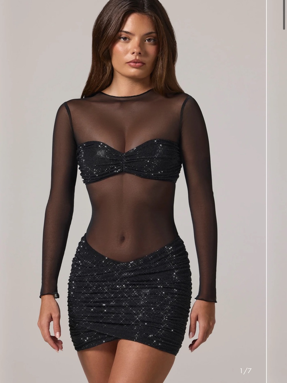 Oh Polly Black Sheer Long-Sleeve Mesh Camisole